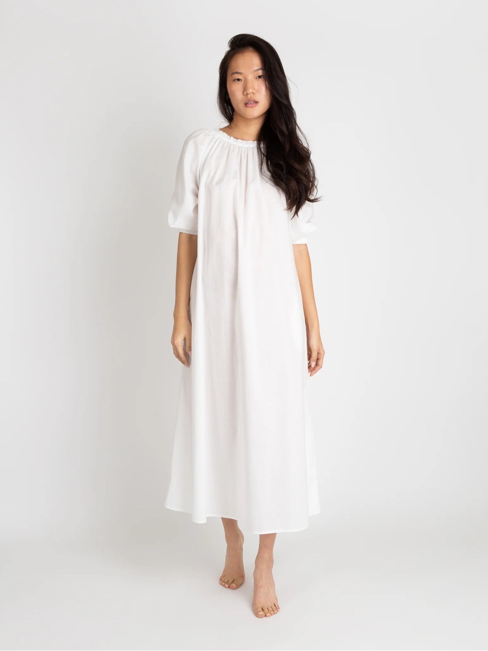 ANN MASHBURN Lucy Nightdress in White Cotton Lawn size M